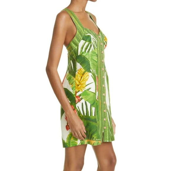 NWT Farm Rio Fresh Forest Scarf Sweetheart-Neck Minidress - Picture 4 of 10